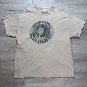 David Bowie Ziggy Stardust Beige T-Shirt Adult Size Extra Large Short Sleeve